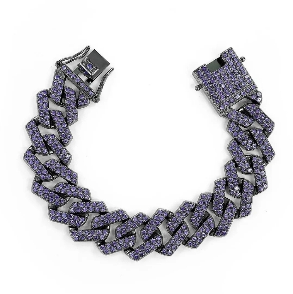 Invicta Elements XL Mens Purple Drip Chain Bling Cuban Link  6.75" SS Bracelet
